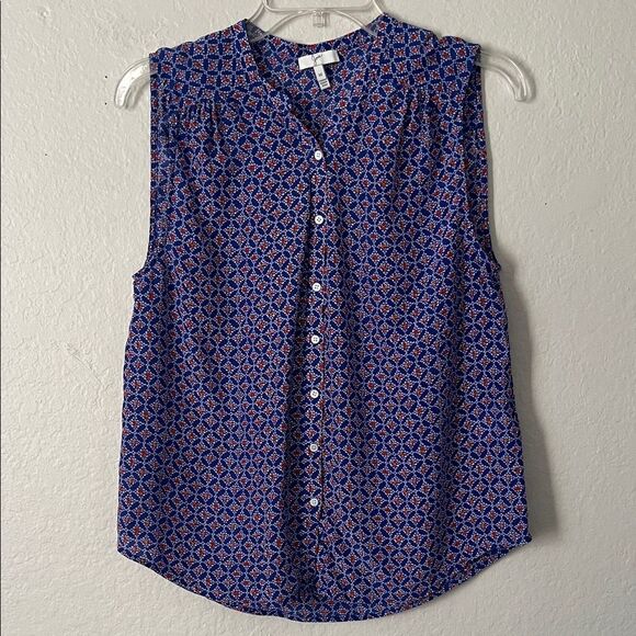 Like New! Joie Finnegan Button Front 100% Silk Tank Top in Size M - Picture 2 of 11